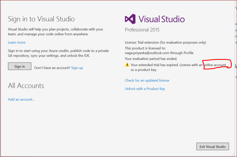 visual studio professional 2015 key